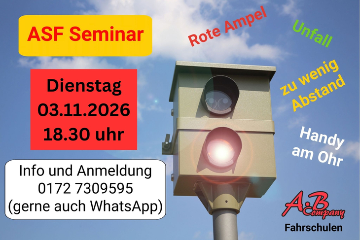 Aufbauseminar für Fahranfämger ASF 03.11.2026 Aufbauseminar für Fahranfämger ASF 03.11.2026
