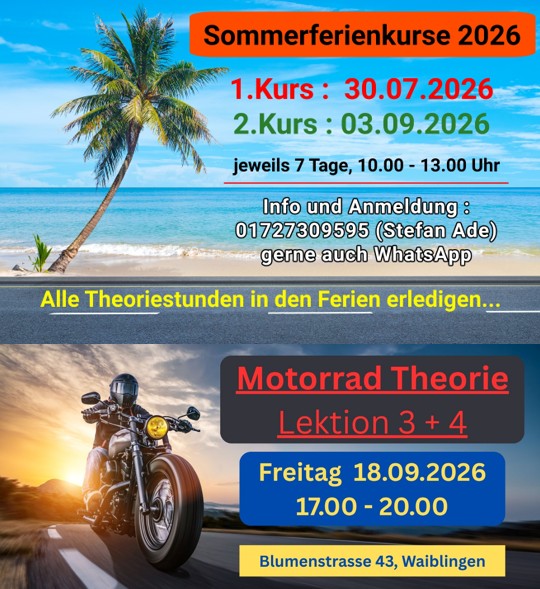Informationen / Ferienkurs / Motorrad Theorie / ASF Seminar Informationen / Ferienkurs / Motorrad Theorie / ASF Seminar